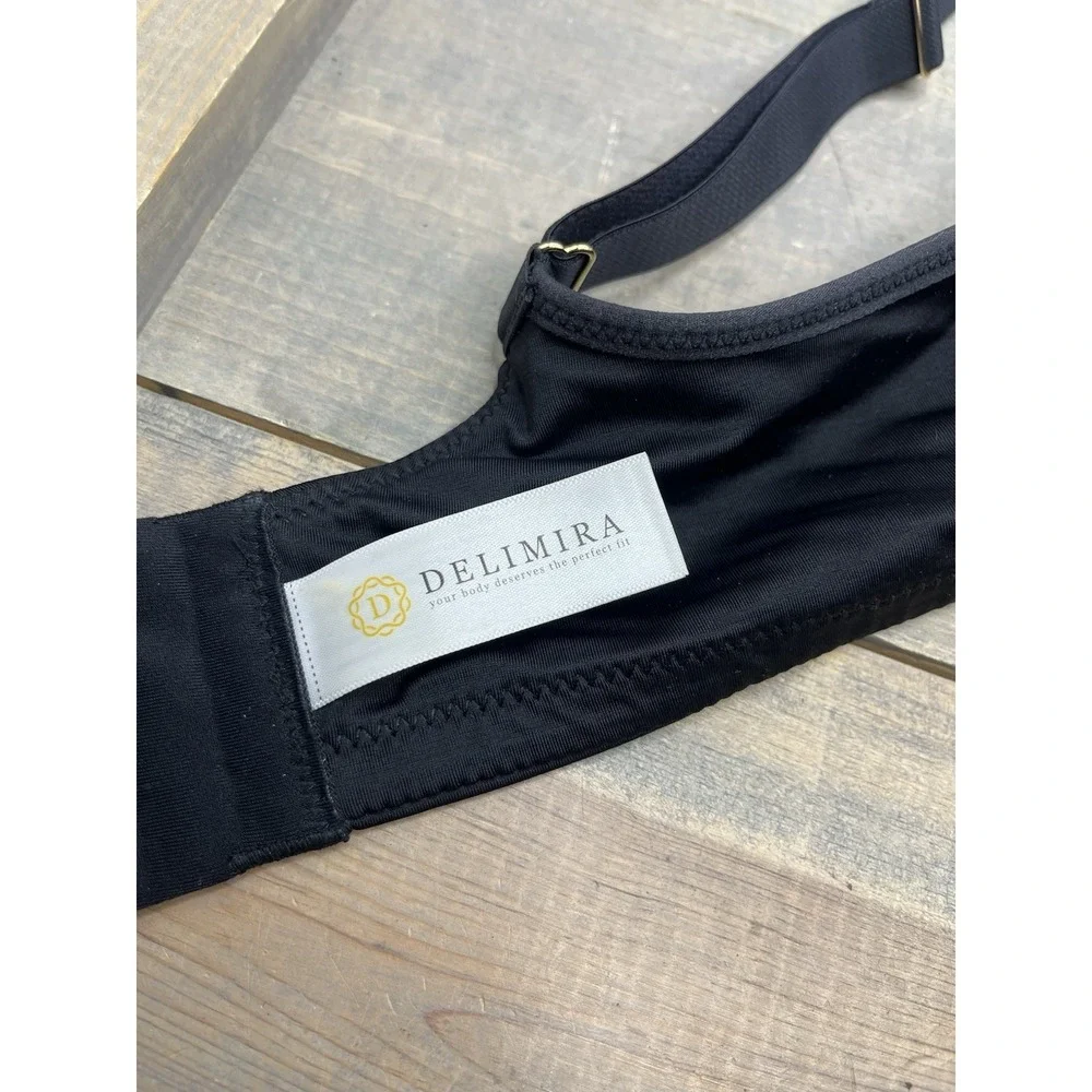 Delimira 38D‎ Bra Black Full Coverage Underwire Back Closure Excellent